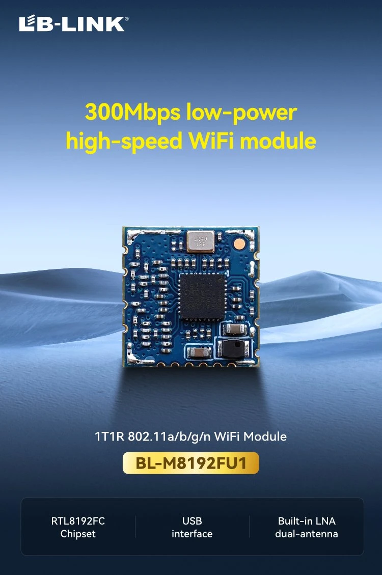 LB-LINK BL-M8192FU1 Tx Power 18dBm módulo IPTV WiFi Conexión inalámbrica Módulo de conectores WiFi4 2T2R 300Mbps módulo WiFi de velocidad de transmisión OEM