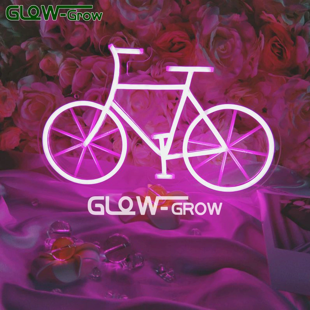 Pink 5V USB 3D Art Neon Sign Bike LED Neon Light with Lamp Base for Home Office Decoration