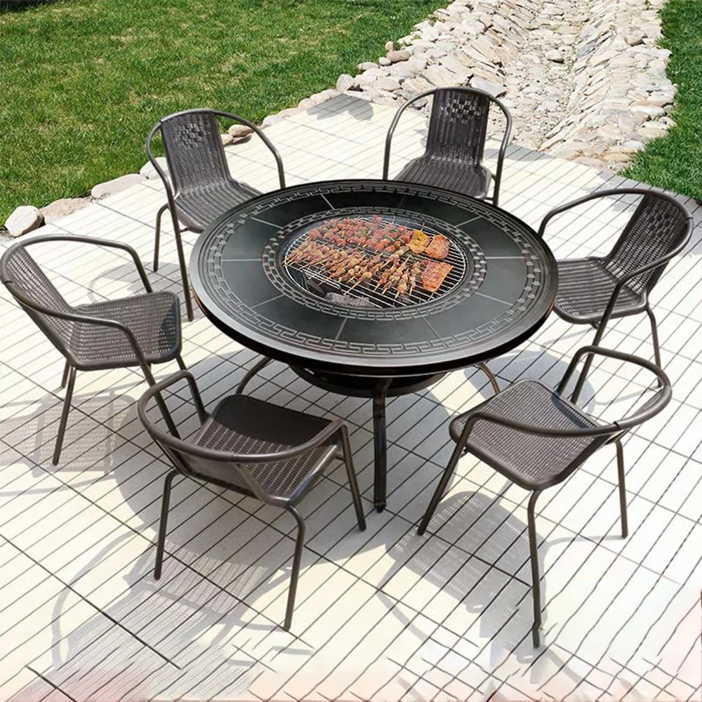 Outdoor Barbecue Table and Chair Charcoal Rack Barbecue Stove Courtyard Garden Outdoor Brazier Leisure Indoor