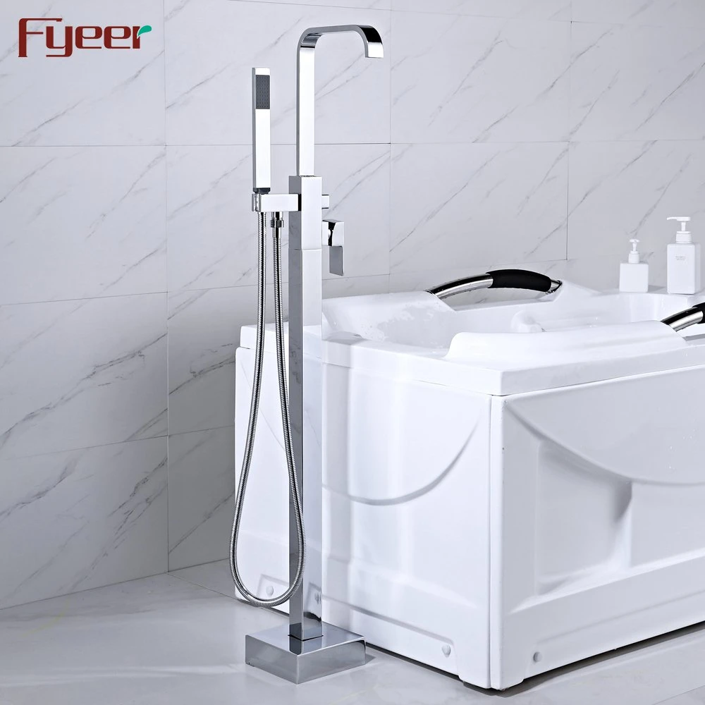 Fyeer Brass Chrome Plated Bathtub Faucet Set with Hand Shower
