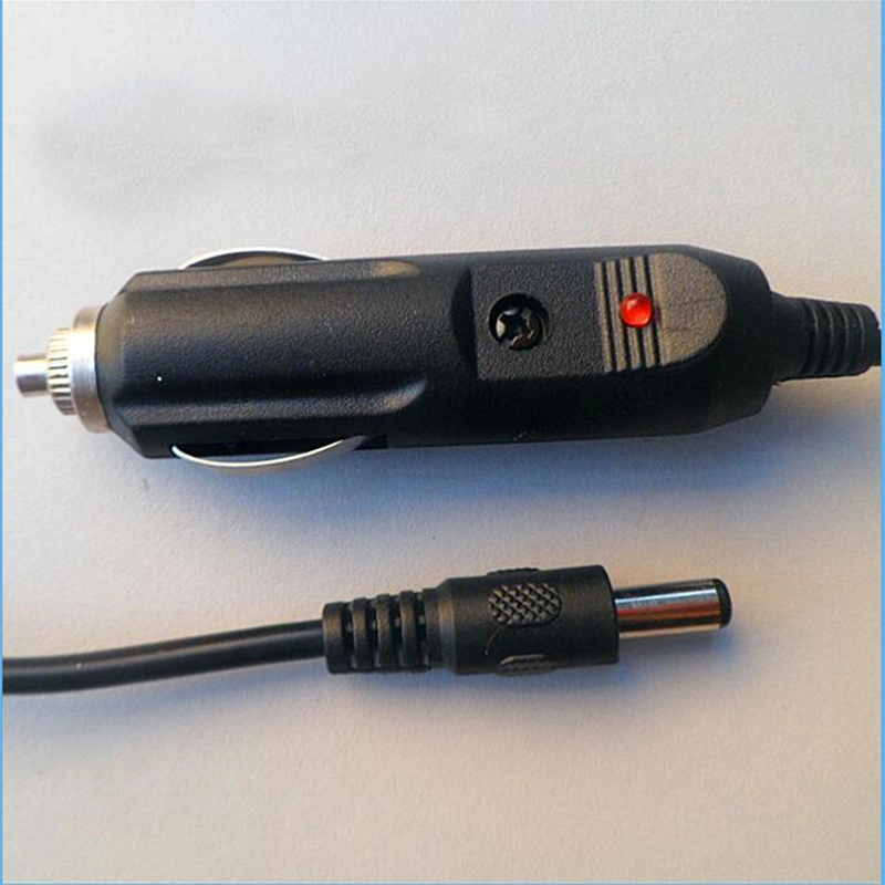 DC 5.5*2.1 PVC spiral Coiled Cable with Cigaretter Lighter Charger. 3.0Meter