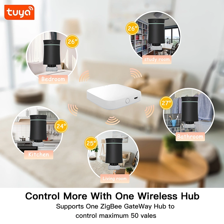 Digital ajustable Tuya Tuya WiFi Zigbee Smart Habitación automático de la válvula del termostato de radiador termostática TRV