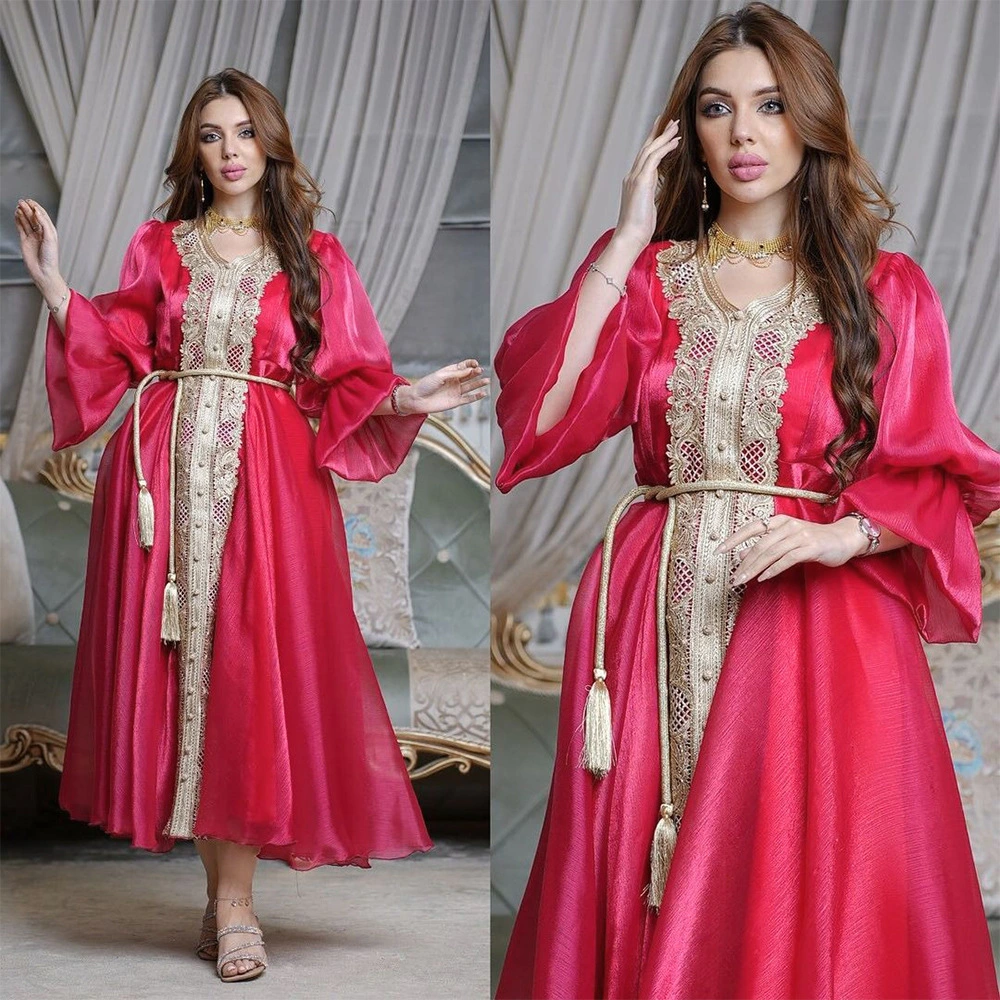 Yh23 Middle Eastern Style Evening Dress Muslim Lantern Sleeve Gown