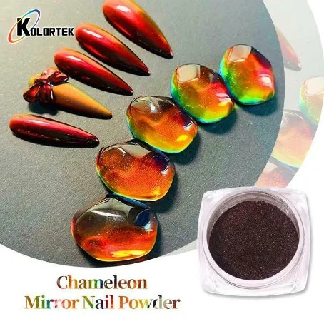 Neu Hochwertiger Chamäleon Pigment Nail Art Spiegel Schwarz Rot Metallpulver Für Löcher