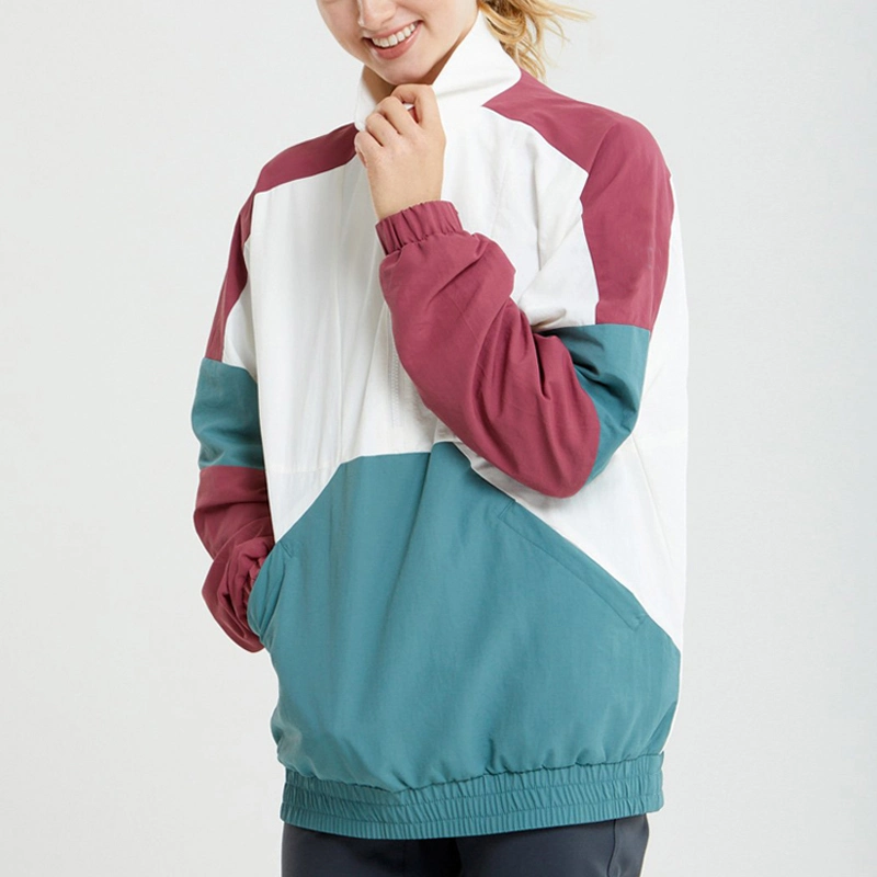 Custom Hochwertige Outdoor-Bekleidung Farbe Block Windbreaker Jacken für Frauen