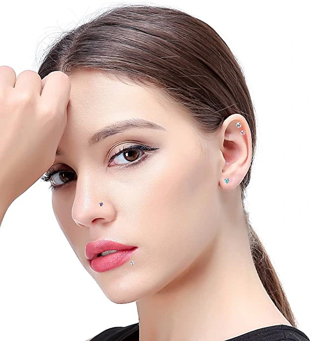 Titan intern gefürchtetes Labret Inlaid CZ Körper Piercing Schmuck