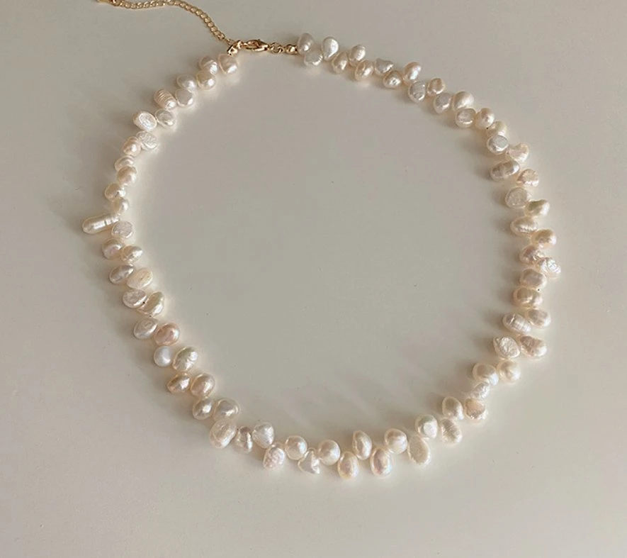 Bridal Wedding Inregular Size Natural Pearl Necklace Jewelry. Fashion Fresh Water Pearl Necklace Jewelry. Peal Jewelry