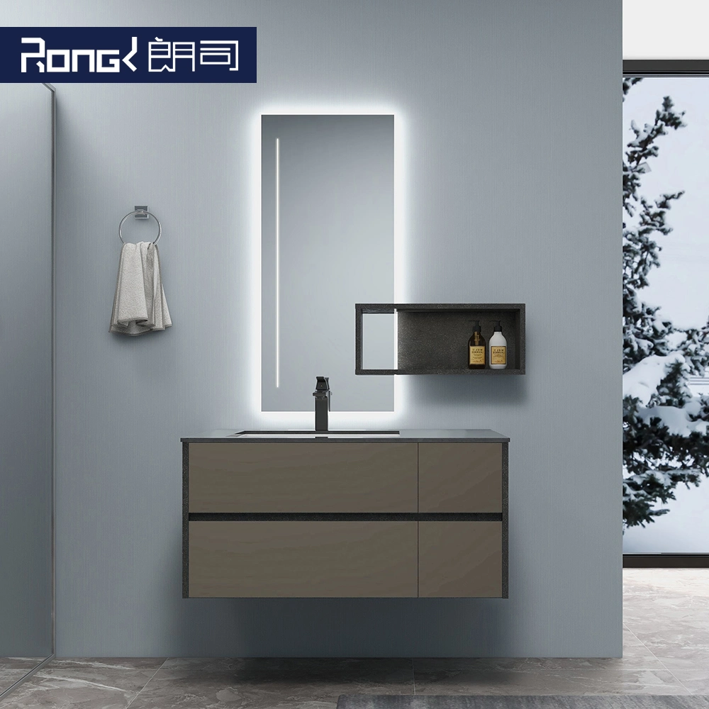 Solid Wood Modern Simple Wall Mountained Combination Bathroom Cabinet