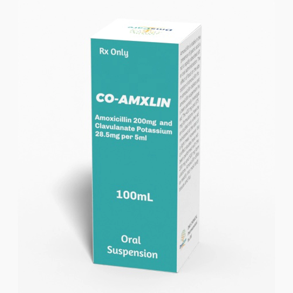La amoxicilina y clavulanato de potasio la suspensión de 200 /28,5 mg/5 ml 100 ml de terminado el servicio de OEM de medicina