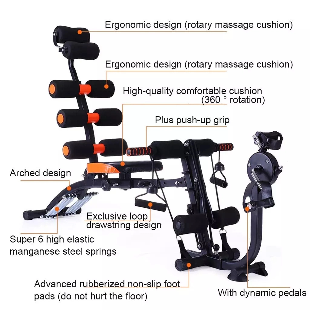 Multifunction Abdominal Trainer with Twist Waist Stepper and Resistance Bands Whole Body Machine for Home Gym Fitness