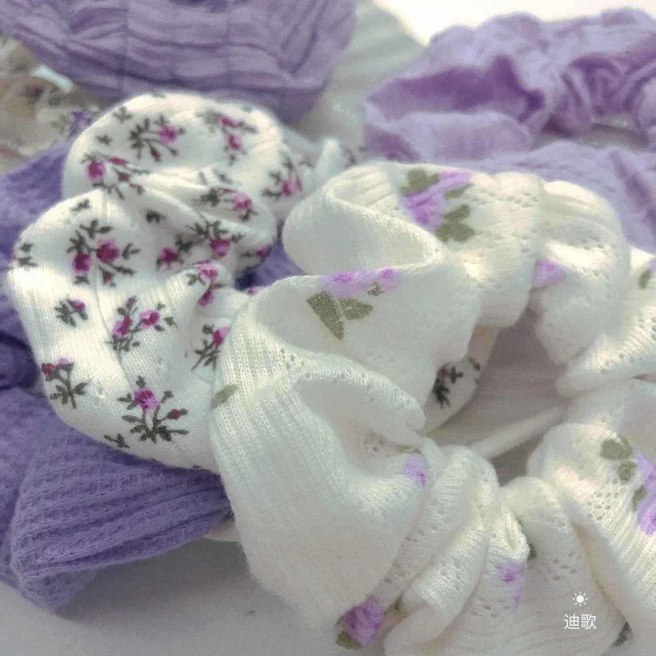 Floral Hair Circle French Gentle Purple Hair Ties Girls Hair Accessories