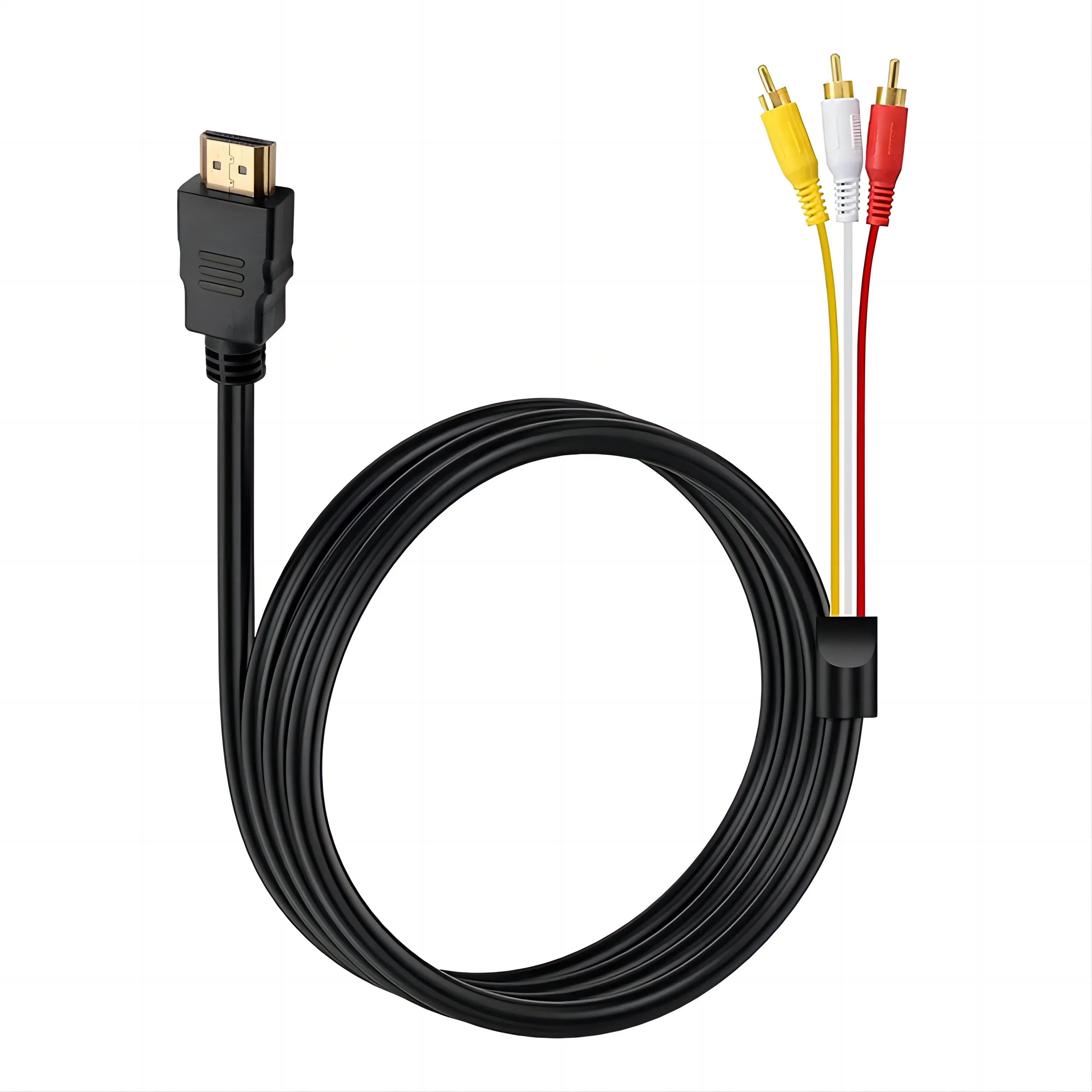 Cabo HD para RCA, HD MACHO DE 1080P 5 PÉS para conector de cabo AV de áudio de vídeo 3 RCA adaptador de transmissor de uma via para TV HDTV DVD