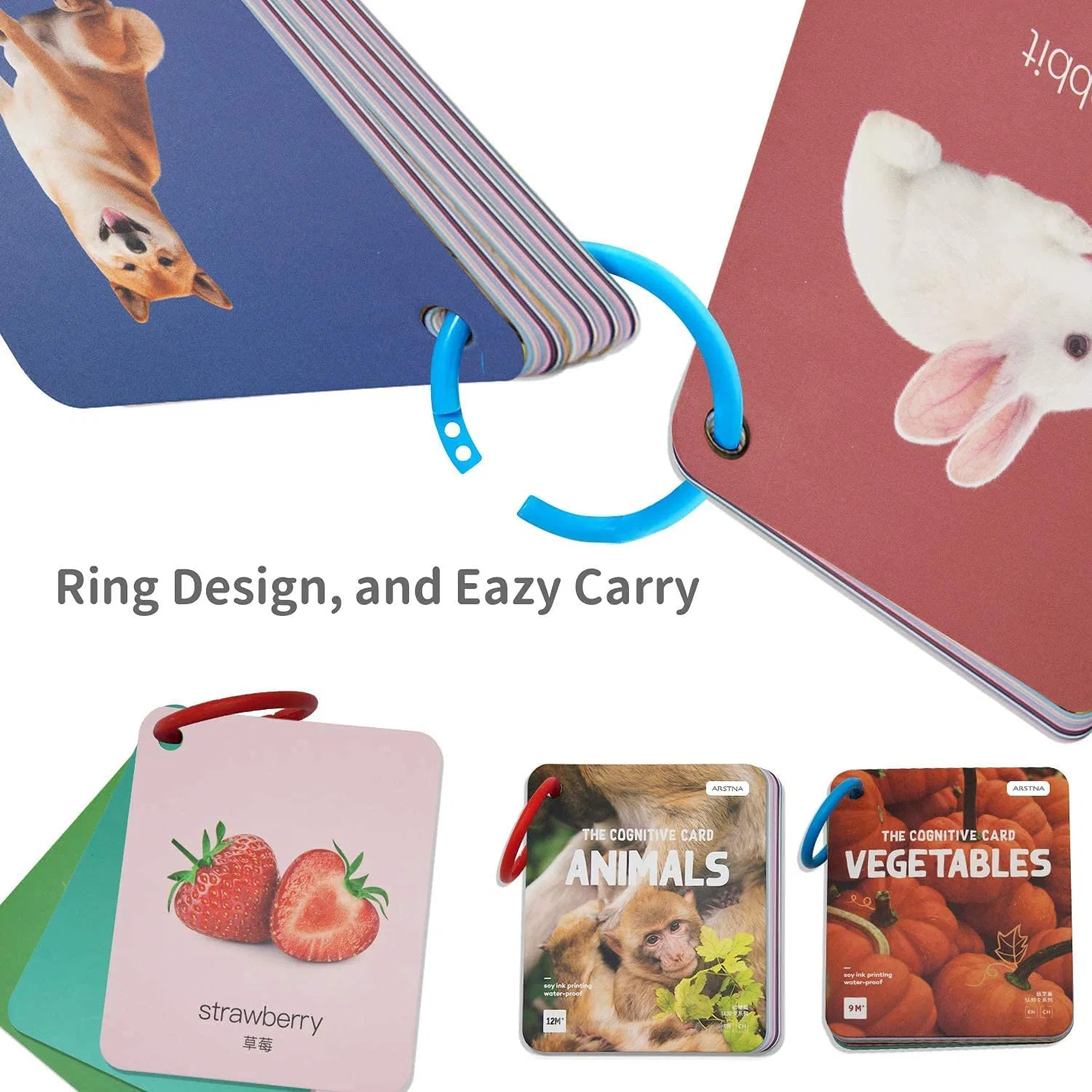 Ensemble de cartes d'apprentissage personnalisées en couleur pour enfants.