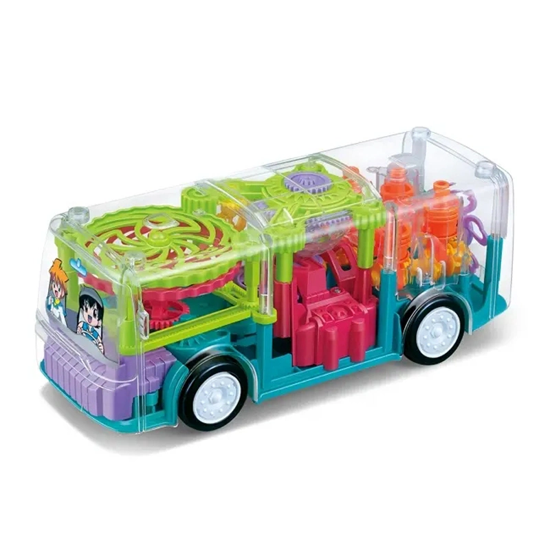 Electrical Toys Children Gaer Train Toys Transparent Gear Bus Toys Universal Driving Interesting Toy Kids Battery Operated Bus