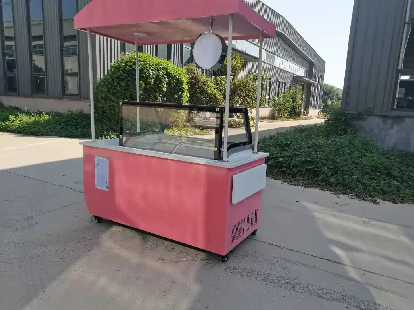 Hand Push Gelato Showcase Cart Freezer Ice Cream Vending Carts