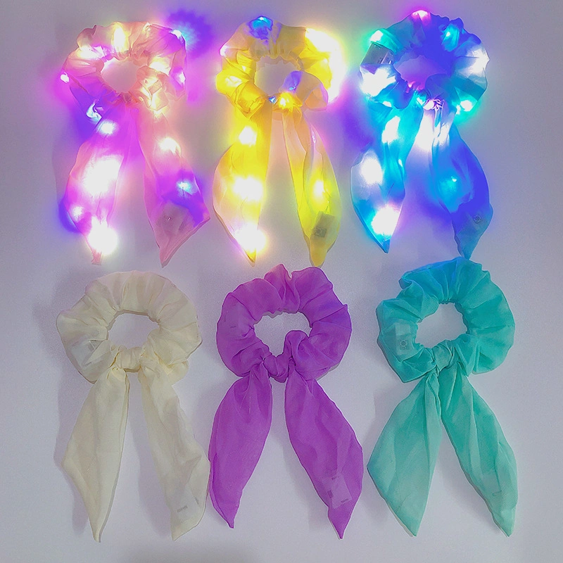 LED Luminous Ribbon Headband Night Light Hair Rope Dynamic Fashion Hair Accessories