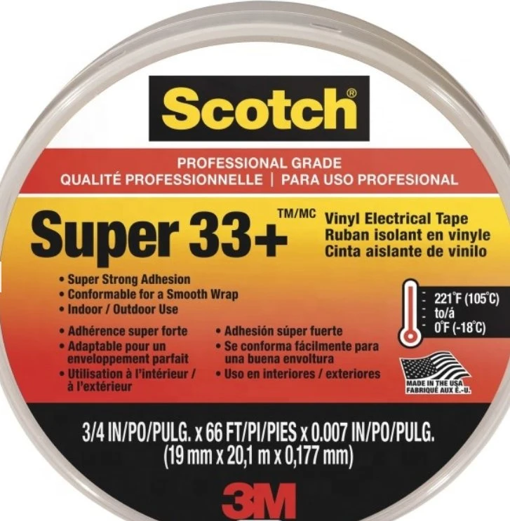 3m Brand Super 33+ Vinyl Electrical Tape Made of Durable PVC