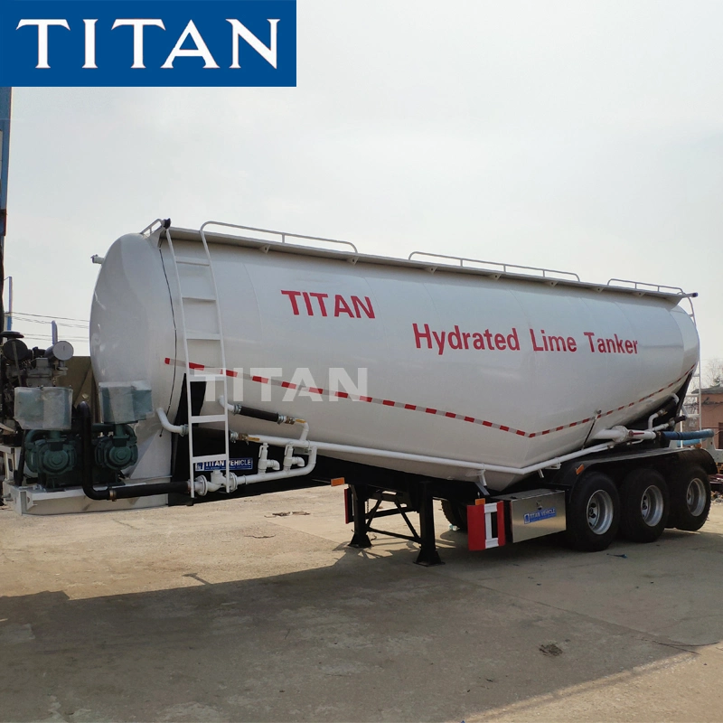 Titan 3axle 40cbm Ciment Bulker Nigeria Simba Cement Trailers with Cement Bulker Compressor for Unloading Cement Tankers