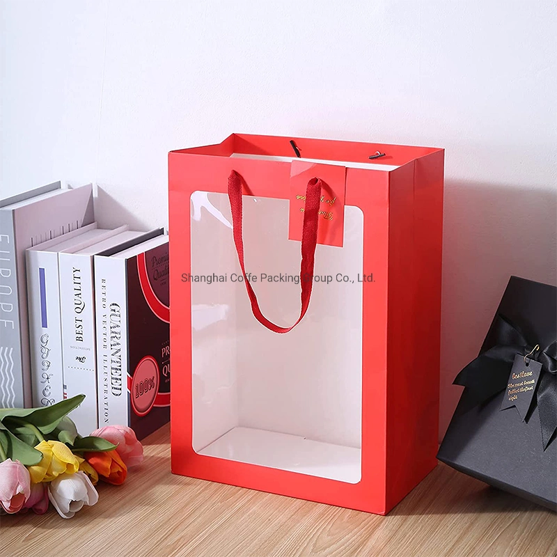 Custom Printed Premium Shopping Gift Paper Bag with PVC Window