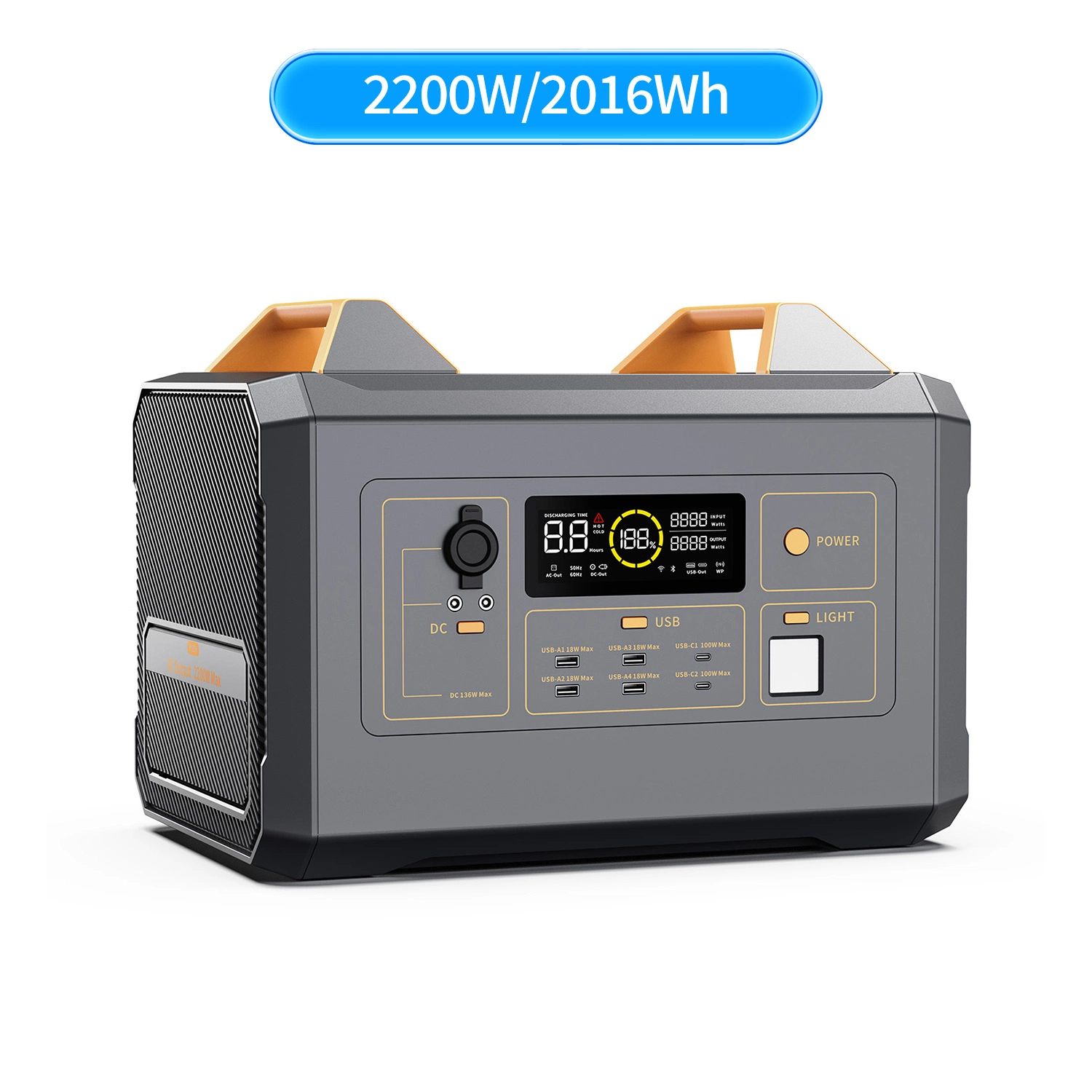 Bateria solar portátil para uso doméstico e exterior bateria de iões de lítio LiFePO4 BMS Estação de fornecimento de energia de 2200 W gerador sistema de armazenamento de energia China Atacado Baterias