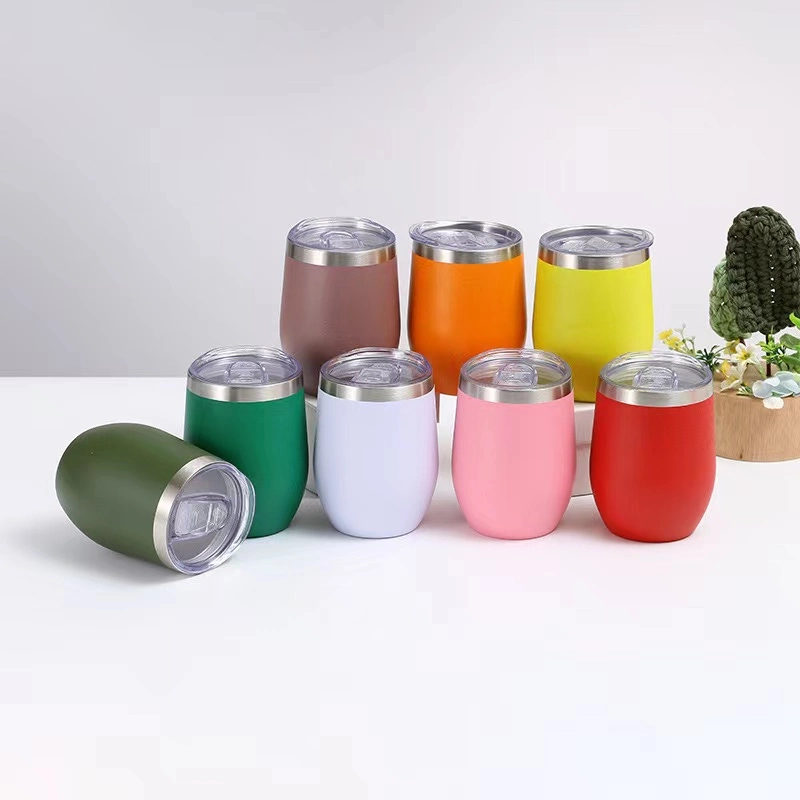 Stock Offer 12 Oz Egg Double Wall Stainless Steel Coffee Cup with Lid Different Colors