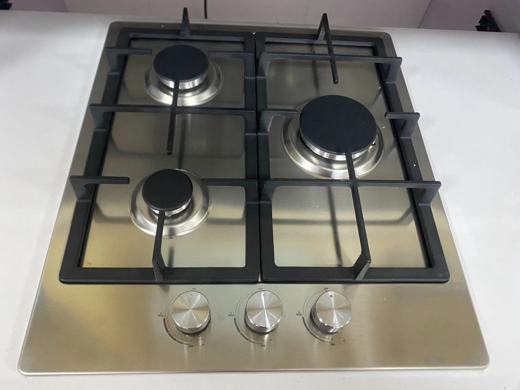 Venta caliente fogones Cocina integrada en el vidrio de 600cm Temperred 4 Burner estufa de gas