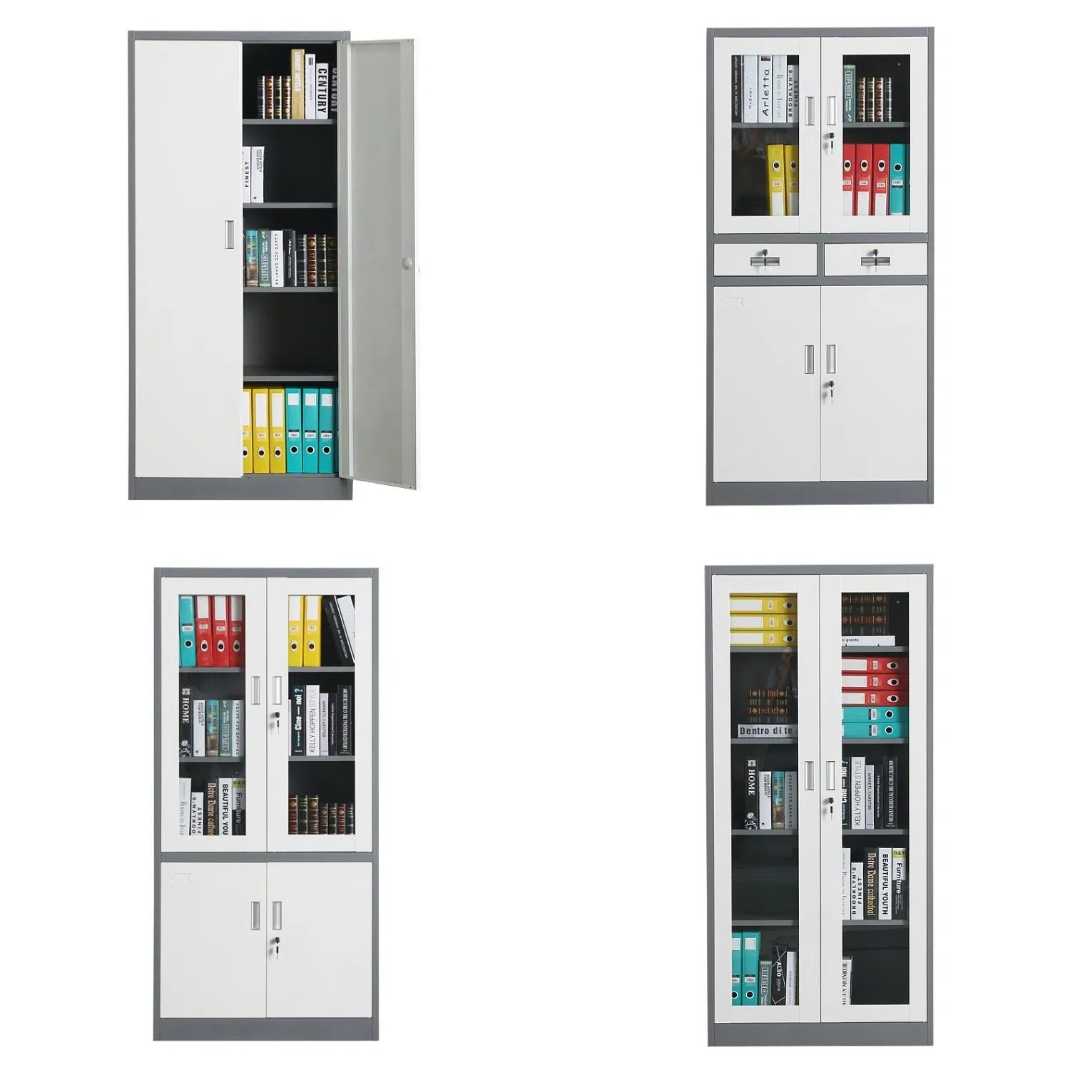 Tall Stationary Metal Cupboard Furniture Steel 2 Door Cabinet for Office Use Safe Storage Iron Cupboard with Lock