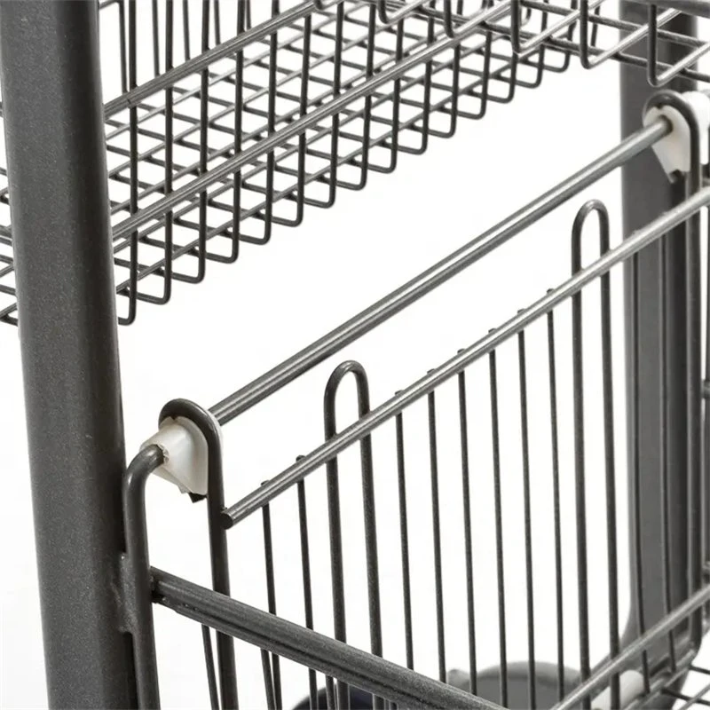 Popular Factory Supermarket Trolley Double Basket Shopping Cart Customized Design for Sale