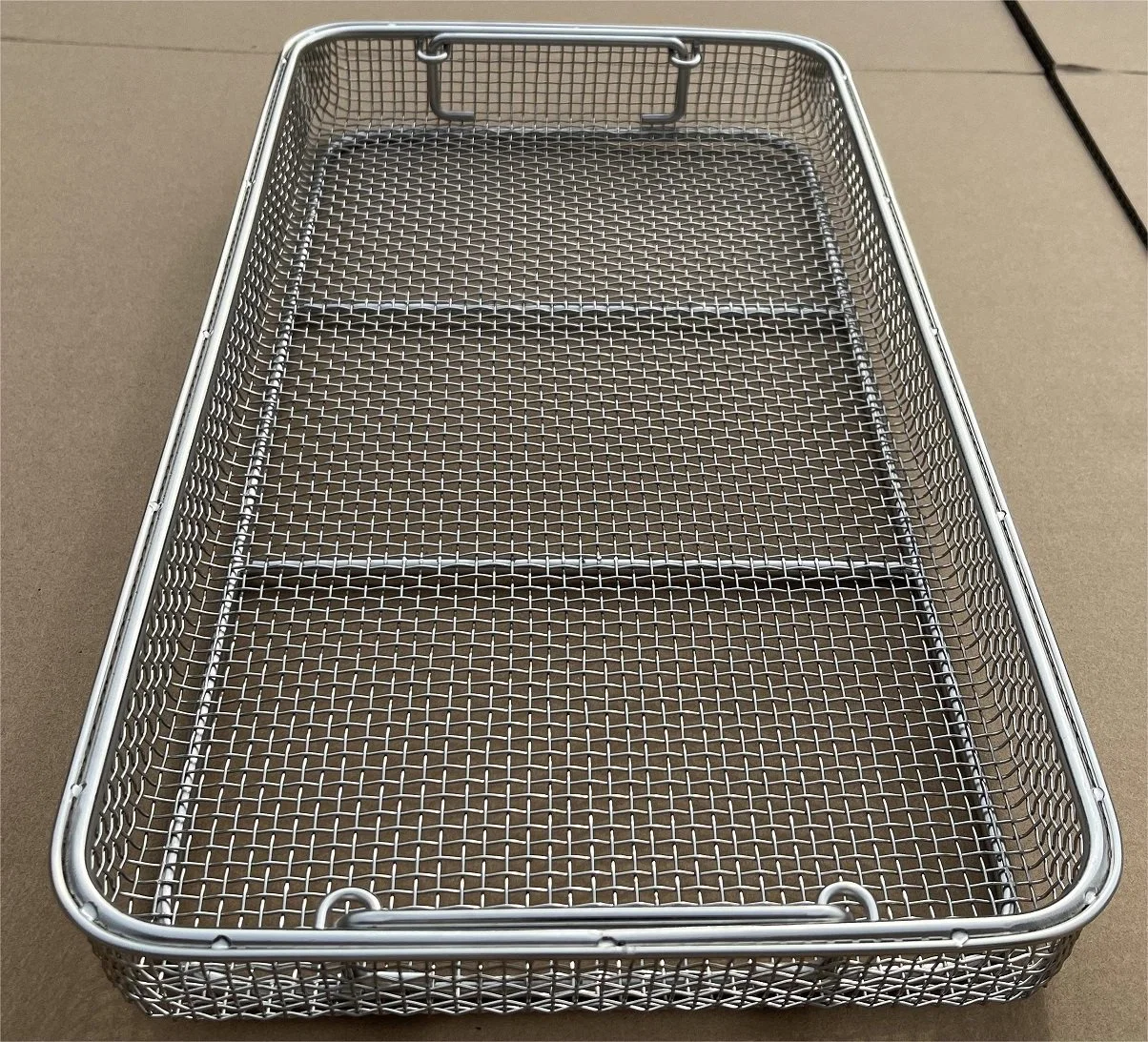 Stacking Handle Medical Instruments Container Wire Mesh Sterilization Storage Baskets