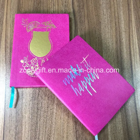 Personalizar el diseño de estampado de oro decolorar suave cuero pu cuaderno diario Agenda