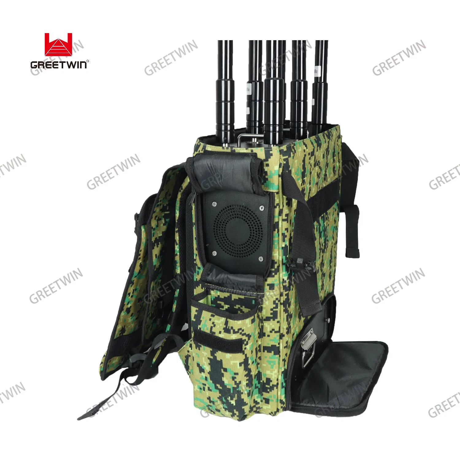 Camuflaje Color de alta potencia Jammer aviones no tripulados Uav mochila de la banda de 6 de la señal de Drone Anti Jammer