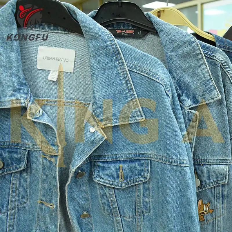 High Quality Blue Long Denim Jackets Womens Jean Jacket Wholesale Used Women Clothes