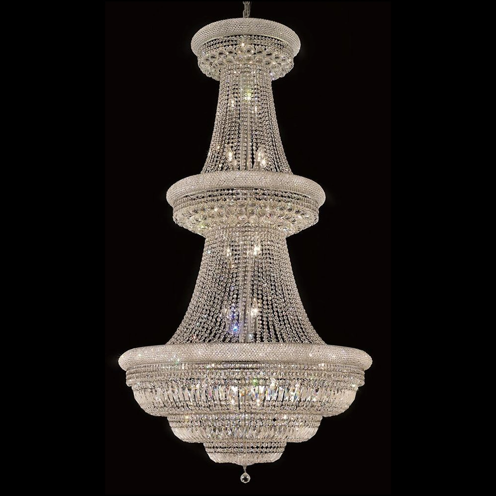 Éclairage intérieur rond européen avec suspension LED, lustre à 3 couches en cristal doré en forme de goutte de pluie LED