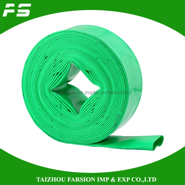 Venta de PVC flexible en caliente de color verde de suministro de agua bomba de riego agrícola de descarga del tubo flexible de disposición plana