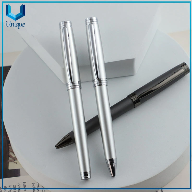 Company Gift Promotional Ball Pen Customized Logo Black Silver Classic Business Style Metal Body Twist Ballpoint Pen