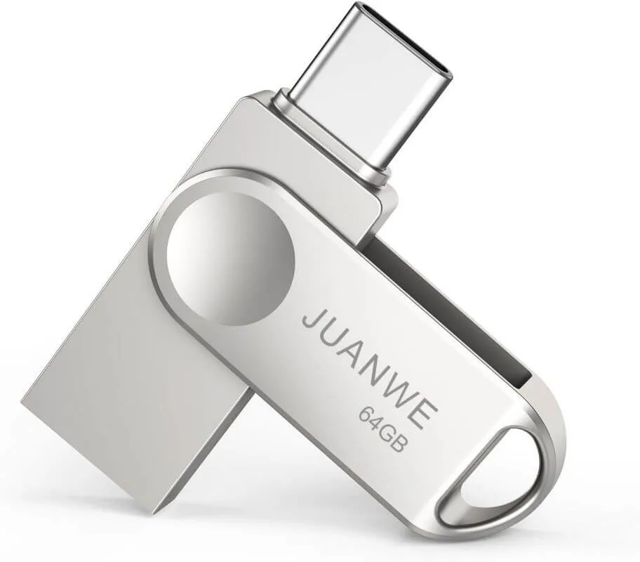 USB-C 2-in-1 OTG USB Flash Drive Swivel Waterproof Flash Drive with Keyring