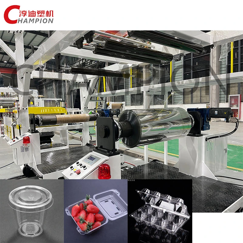 PLC Control System PET/PLA/PP/PS Film Sheet/Plate Board Extruder Save Power Thermoforming Machine