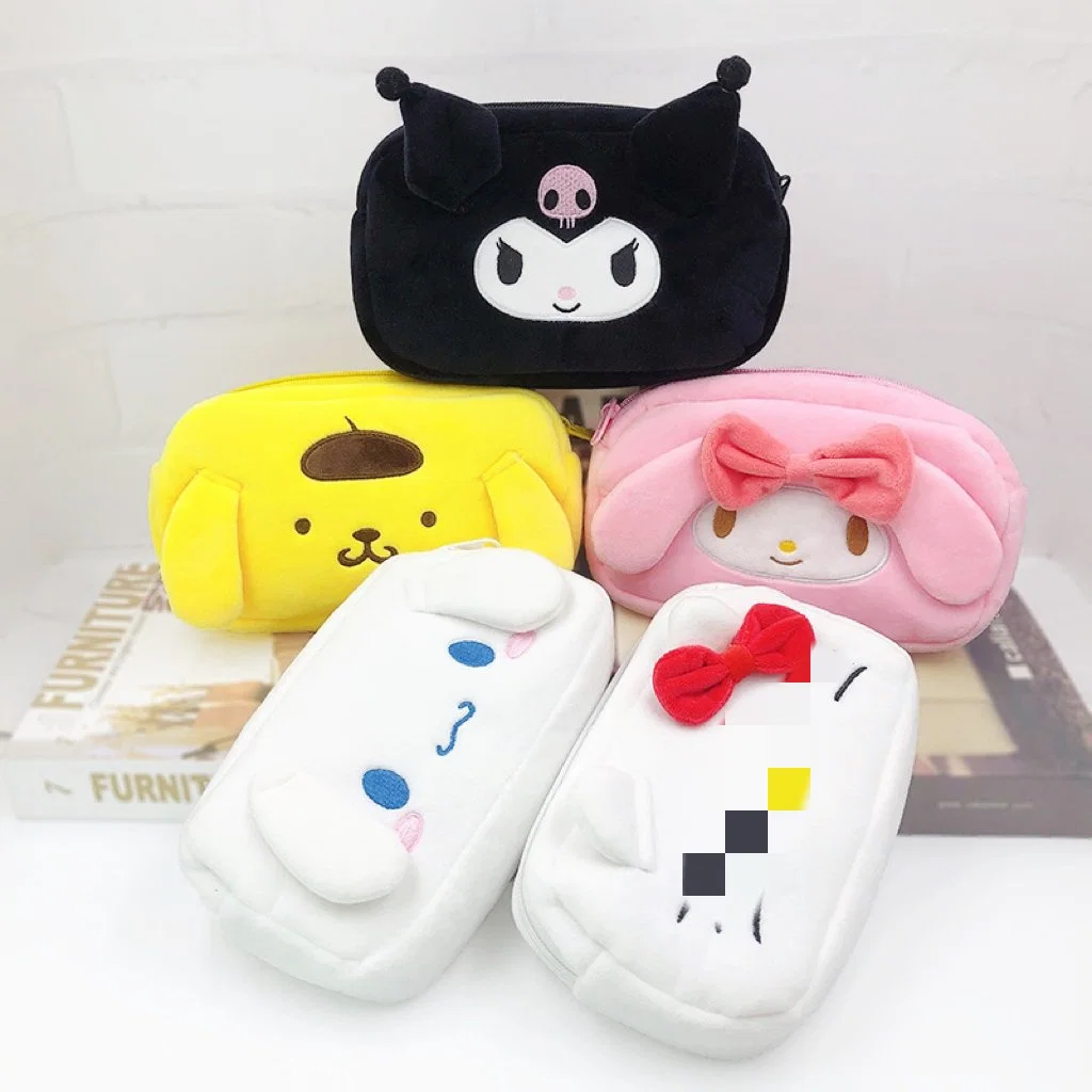 Ruunjoy Sanrio Plush Estuches lápiz Hola Kt Kuromi Caja lápiz Melody Cartoon Sanrio Accesorios papelería bolsos de lápiz