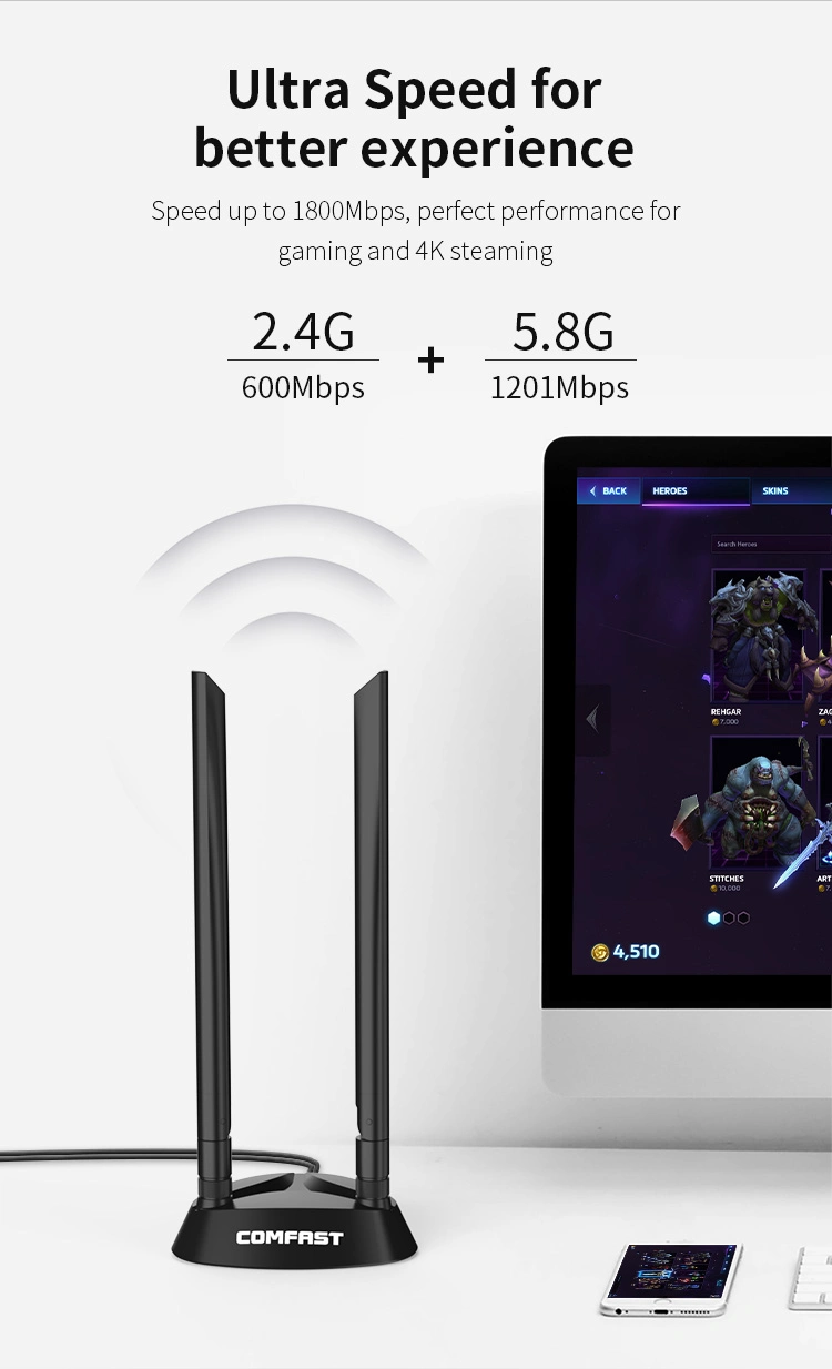 نطاق مزدوج لمهايئ الشبكة اللاسلكية طراز Comfast WiFi 6 PCIe بسرعة 1800 ميجابت في الثانية بطاقة wifi Bt5.2 لنظام التشغيل Windows 10/11 (64 بت)