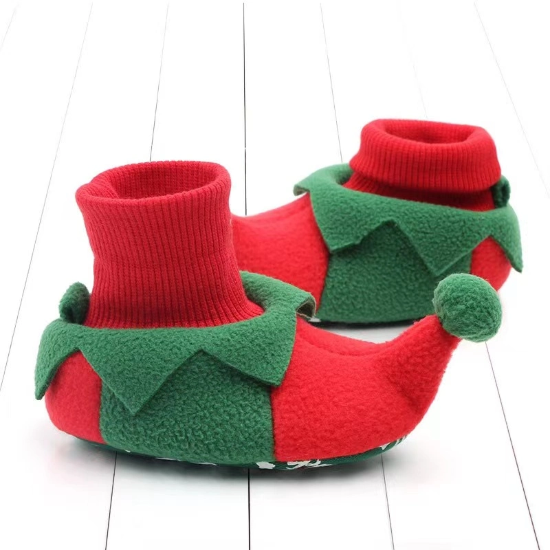 Christmas Santa Thick Sock Shoes Newborn Girls Cotton Walkers Winter Baby Socks