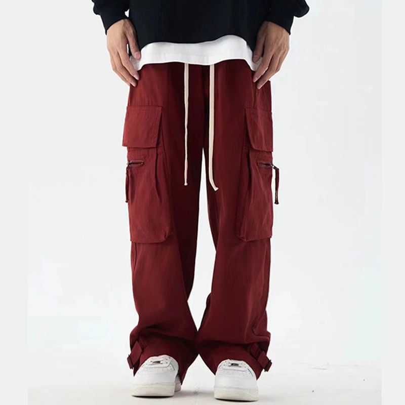 Street Fashion High Street Loose Straight Leg large Pocket combinaisons Pantalon slim taille haute avec cordon pour hommes et femmes (CFJPM-033)