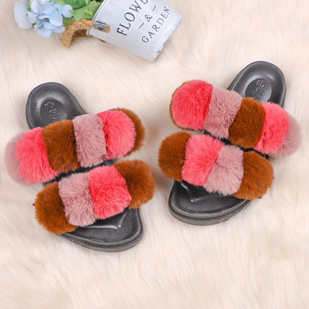 2021 Mujeres zapatos Dama de la Casa Hogar interior dormitorio cálido invierno Fox Faux Fur Furry Fuzzy zapatos suaves peluches de 30 colores