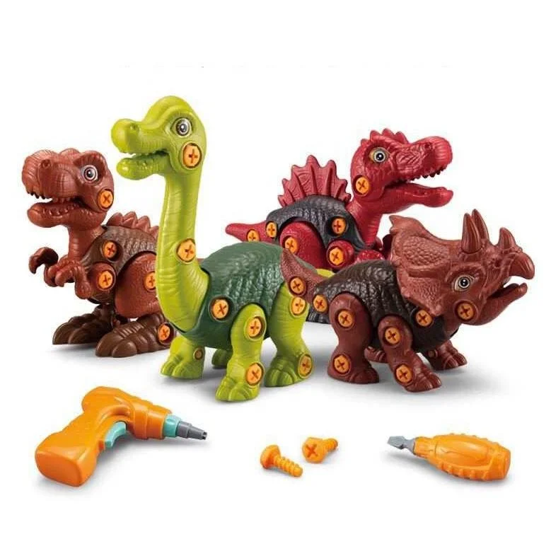 Jstar 2023 Nouveau jeu éducatif d'apprentissage précoce Bricolage Manuel de tige de DIY Ensemble de jouets de dinosaures assemblés à perceuse électrique