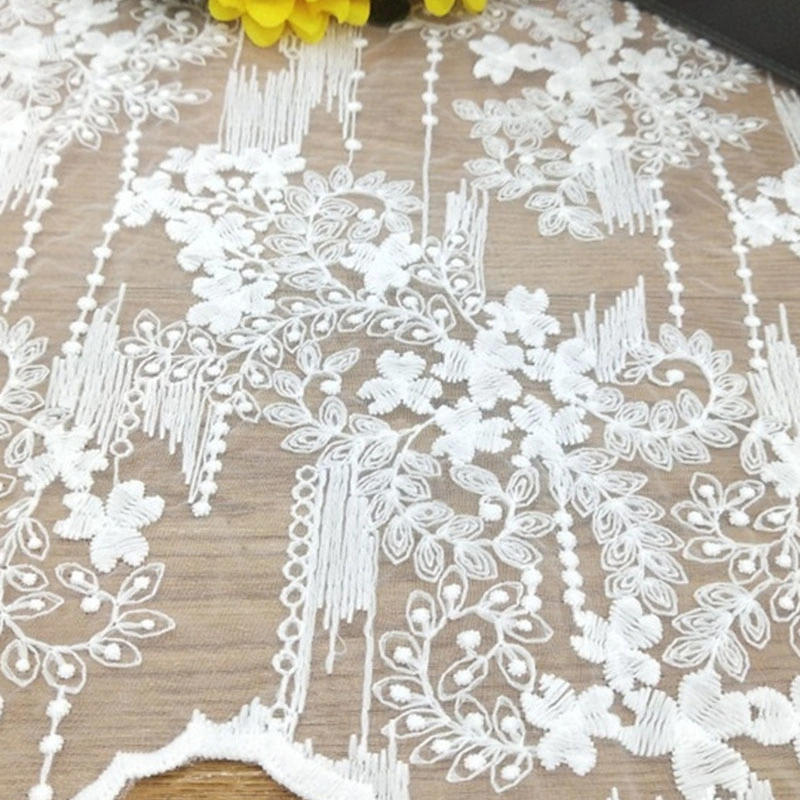 K1075 White Lace Milk Silk Accessories Water-Soluble Embroidery Lace Home Textile Fabric DIY Lolita Skirt Fabric