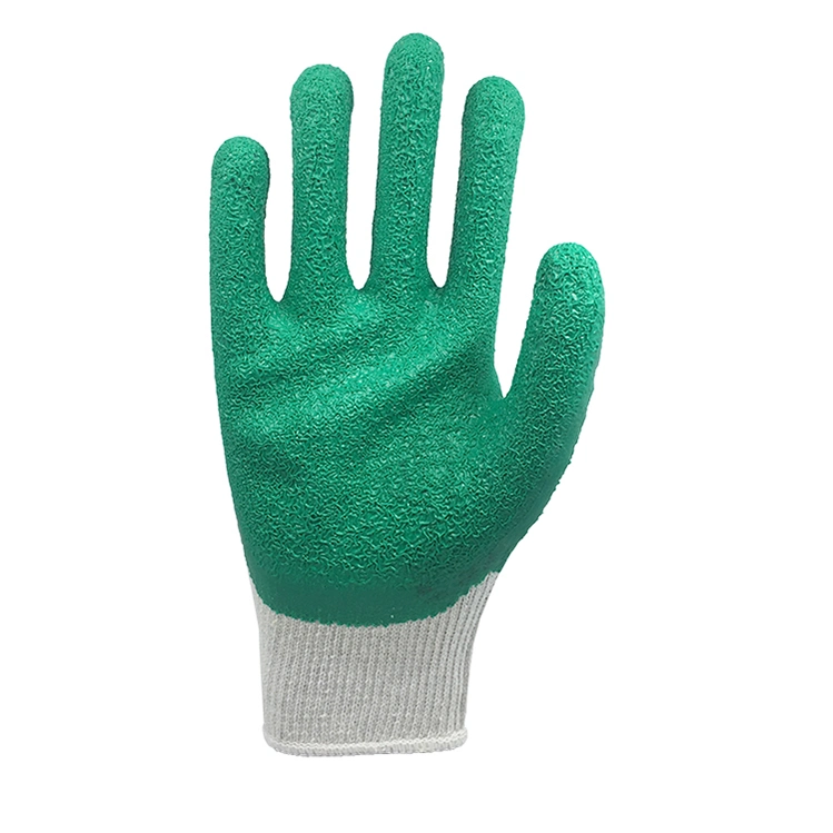 China 10g Cotton Latex Crinkle Safety Working Rubber Labour Protective Industrial Hand Gloves CE