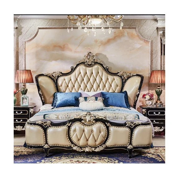 Middle Eastern Style Wooden Bed Bedroom Furniture Hotel Vintage Bedroom Set