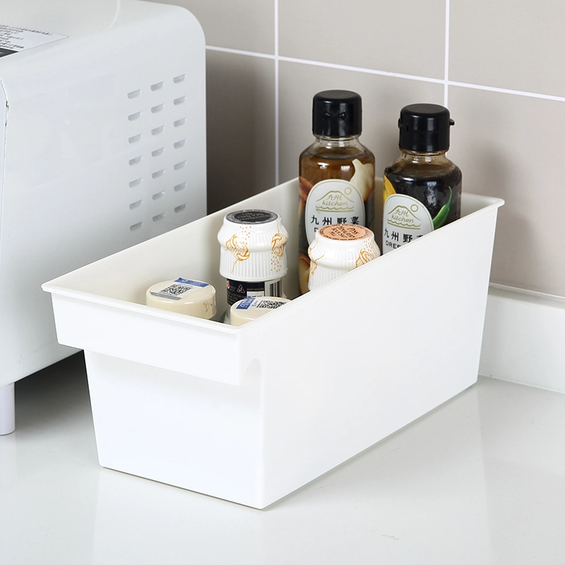 PP White Cabinet Storage Bin for Drink Fruit Vegetable Storage Boxes Plastic Kitchen Drawers Storage Bin