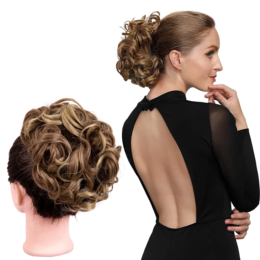 Large Comb Clip in Curly Messy Synthetic Hair Pieces Elastic Chignon Updo Cover Hairpiece Extension Hair Bun