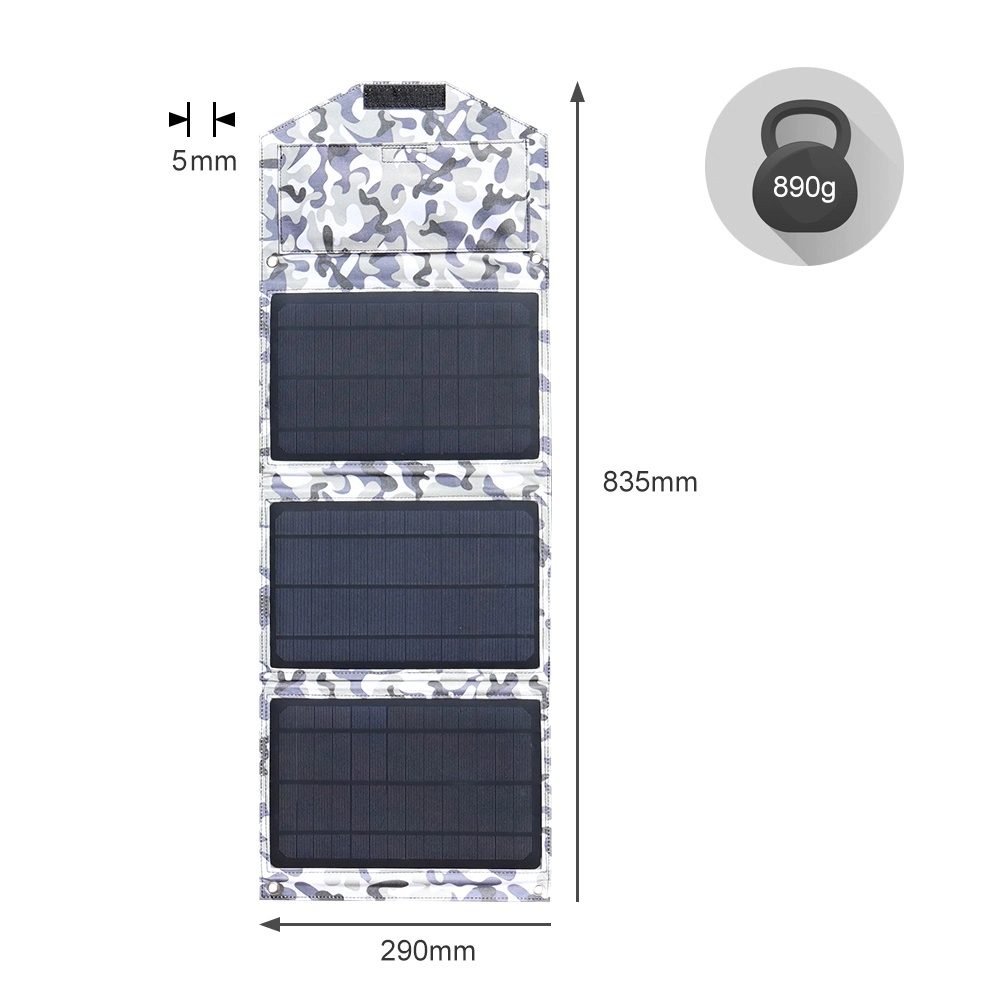 Solarparts 21W 7V Paneles Solares plegables para exteriores celdas 5V impermeables Batería portátil Solar Móvil con puerto USB para teléfono al aire libre Cargando subida de viaje