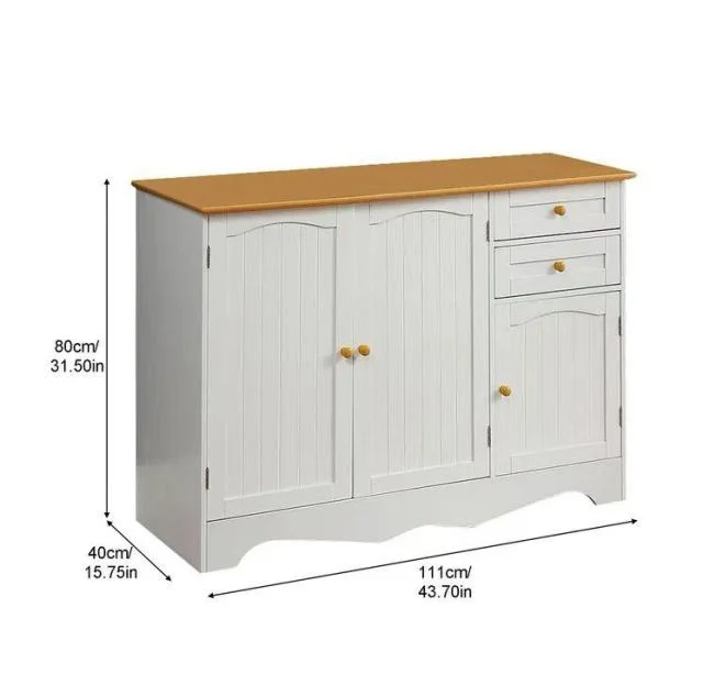 New Arrival Modern Solid Wood White Kitchen Rolling Cart Storage Cabinet with Wheels